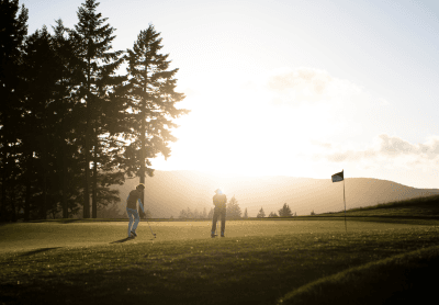Golfers at Bear Mountain Golf Course in Victoria, BC